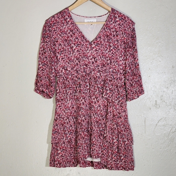 ba&sh Nina Dress 3/4 Sleeve Floral Tiered - Picture 3 of 10